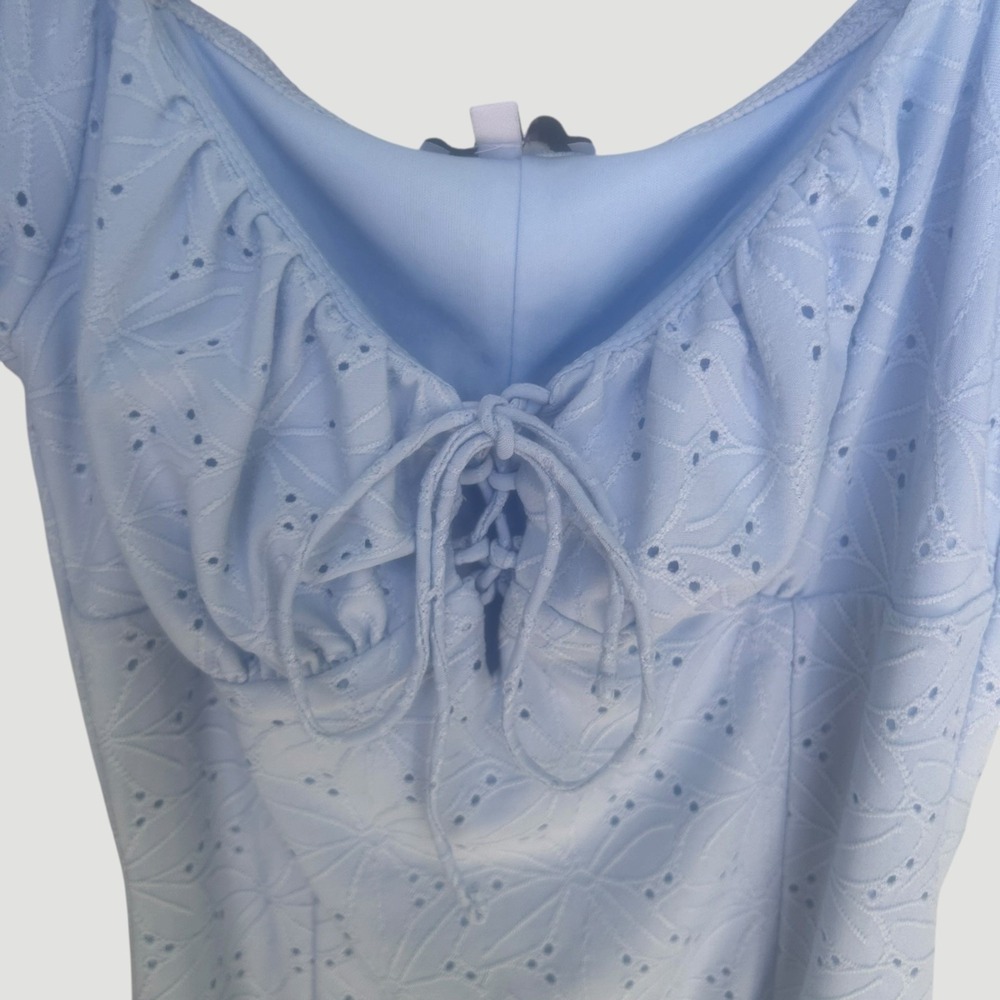Blashe Dress Womens Light Blue L Pastel Eyelette Mini Soft Girl Coquette - Picture 4 of 7
